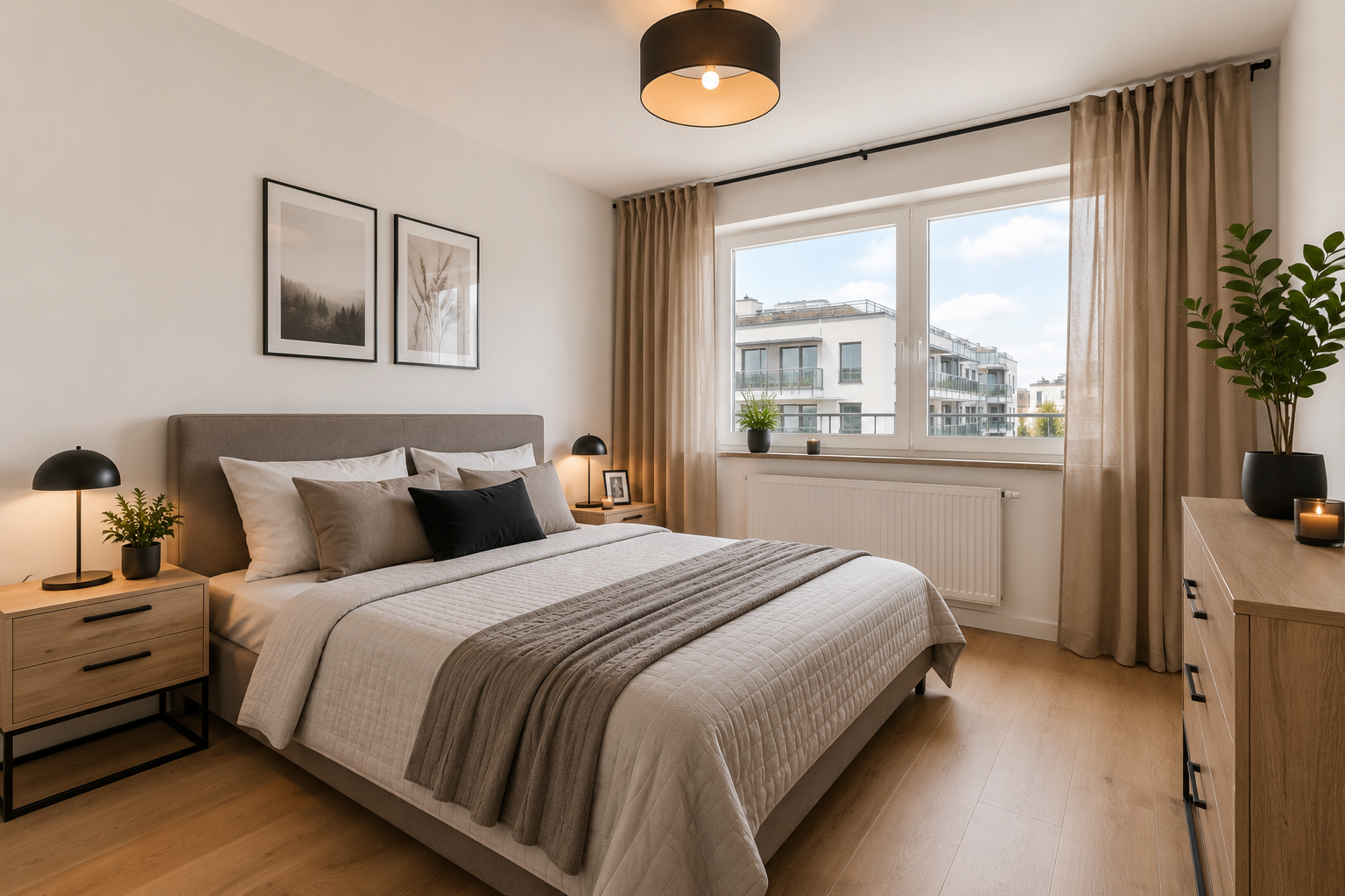 Sypialnia główna — apartament ul. Mokotowska 38