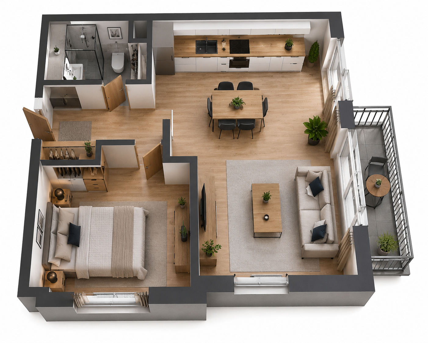 Plan apartamentu — widok 3D